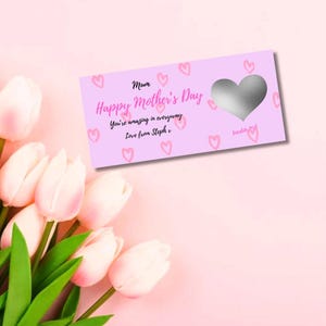 Carte à gratter personnalisée pour la fête des mères, carte à gratter fête des mères, carte à gratter surprise, surprise fête des mères, cadeau fête des mères