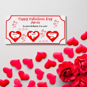 Carte à gratter personnalisée pour la Saint-Valentin, Carte à gratter Saint-Valentin, Carte à gratter surprise, Surprise de la Saint-Valentin, Révélation du cadeau de la Saint-Valentin