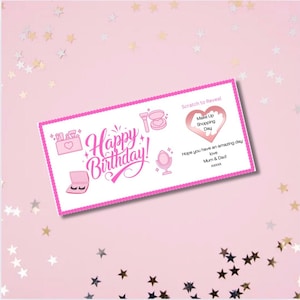 Ticket d'anniversaire personnalisé à gratter pour révéler, carte d'anniversaire à gratter, cadeau de joyeux anniversaire à révéler, cadeau surprise pour amis ou famille