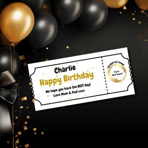 Biglietto di compleanno personalizzato da grattare per rivelare, biglietto da grattare per compleanno, regalo di buon compleanno per rivelare, regalo a sorpresa per amici o familiari