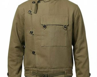 Mens Swedish Army Brown Handmade Cotton Jacket | Men Winter Warm Army Tank Motorcycle Style Coat Vintage Overcoat | Men Vintage Style Jacket