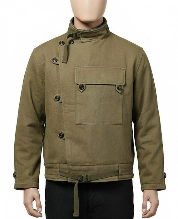 Mens Swedish Army Brown Handmade Cotton Jacket | Men Winter Warm Army Tank Motorcycle Style Coat Vintage Overcoat | Men Vintage Style Jacket