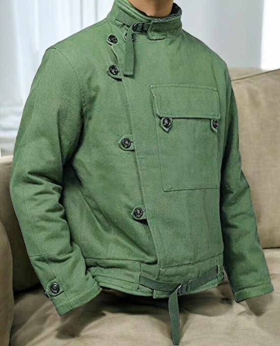 Mens Swedish Army Green Handmade Cotton Jacket | Men Winter Warm Army Tank Motorcycle Style Coat Vintage Overcoat | Men Vintage Style Jacket