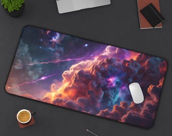 Alfombrilla de escritorio con diseño de nebulosa, alfombrilla de escritorio con diseño de galaxia, decoración de oficina espacial, alfombrilla de ratón celestial, alfombrilla de mesa con diseño astronómico, accesorio para el espacio de trabajo cósmico