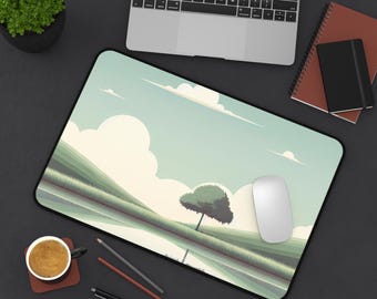 Desk Mat, Minimalistic Landscape Design, Home Office Decor, Mouse Pad, Desk Accessory, Work From Home Gift