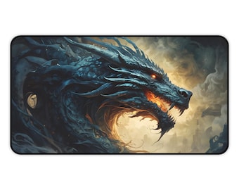 Dragon Desk Mat, Gaming Mouse Pad, Office Decor, Fantasy Dragon, Unique Desk Accessory, Desk Organizer