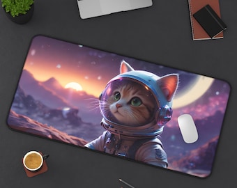 Podkładka pod myszkę, Astrocat astronauta Cat Space Galaxy Gaming Mouse Pad, Akcesoria komputerowe, Dekoracja biura, Organizer na biurko, Prezent dla miłośnika kotów, Niestandardowy