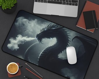 Desk Mat, Mouse Pad for Gaming, Dark Dragon Design, Work Desk Accessory, Office Decor, Desk Organizer, Home Office Gift