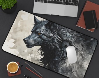 Desk Mat - Shadow Wolf, Desk Pad, Mouse Pad, Office Decor, Gaming Mat, Desk Accessories