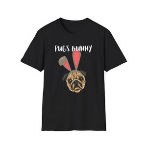 Pugs Bunny Unisex Tee, Funny Cartoon Dog Lover Shirt, Cute Pug Graphic Top, Animal Pet Gift, Softstyle T-Shirt, Looney Tunes Parody, Gift