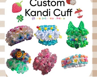 Custom Kandi Cuff - Personalized Kandi Bracelet, Beaded PLUR Jewelry