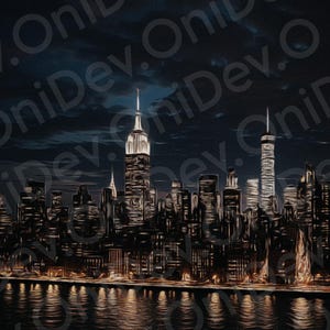 Oil New York at night