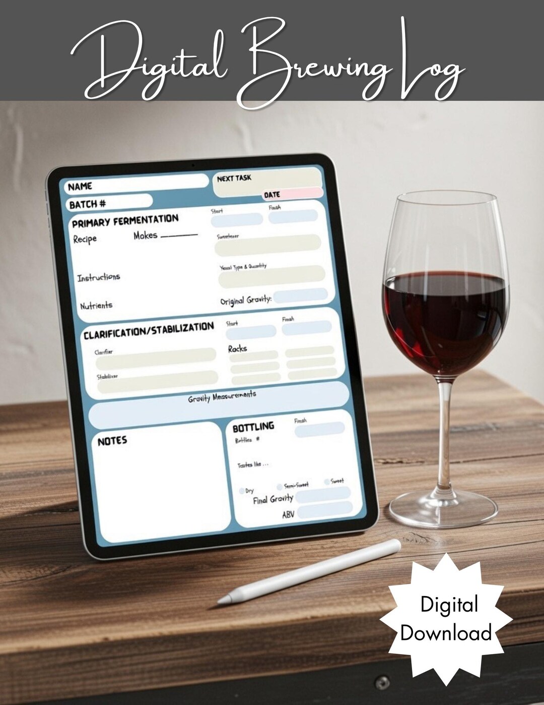 Brew Log Worksheet.pdf Brewing Log - Digital (.pdf) - Etsy