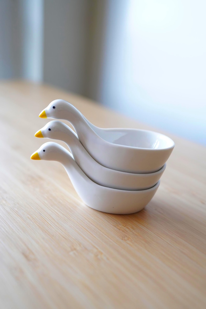 Ceramic Duck Sauce Bowl: Set of 3 Handmade Cute Dipping Dish