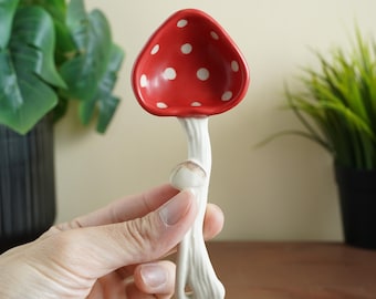 Handmade Ceramic Mushroom Spoon: Whimsical Cottagecore Tableware