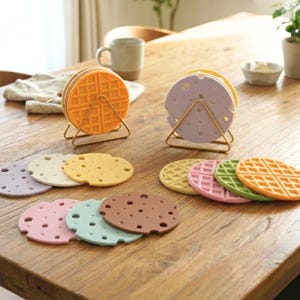 Waffle and Cheese Silicone Trivets : Food-Themed Pot Holder & Coaster and Trivet Rack