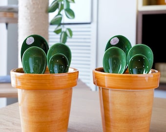 Cactus Measuring Spoons & Cup Set: Ceramic Kitchen Decor (Set of 2)