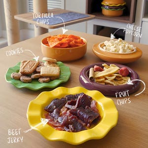 Burger Plate and Bowl Set: Mother's day gift, Ceramic BBQ Party Dinnerware