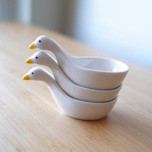 Handmade Ceramic Duck Dipping Bowls: Mother's day gift, Animal Sauce Dishes, Set of 3