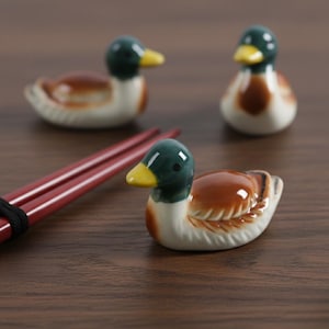 Eend keramische eetstokjessteun 3 of 5 stuks – handgemaakt servies, pennenhouder