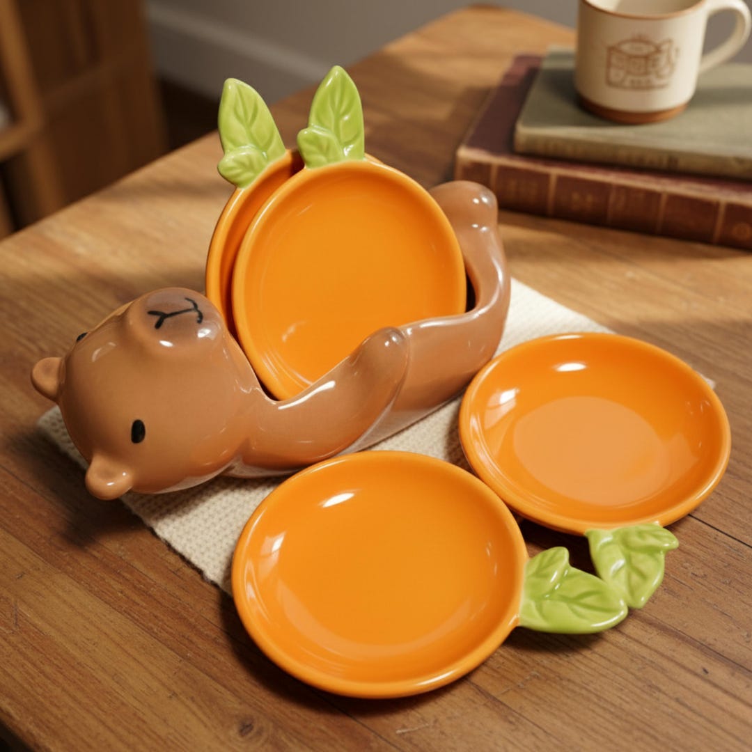 Ceramic Capybara Snack Bowl With Yuzu Dipping Dishes: Party Food Set - Etsy
