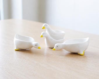 Handmade Ceramic Duck Dipping Bowls: Animal Sauce Dishes