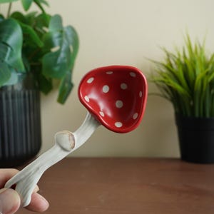 Handmade Ceramic Mushroom Spoons: Whimsical Cottagecore Tableware, Set of 2
