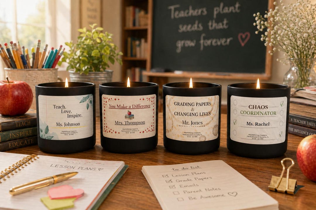 Personalized Teacher Appreciation Candle Gift | Custom Teacher Name ...