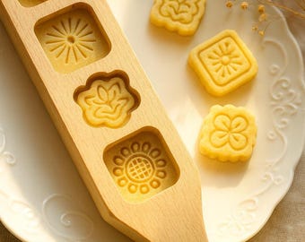 Mooncake Biscuits Cookie Press: Traditional Wooden Mold for Baking/ Soapmaking