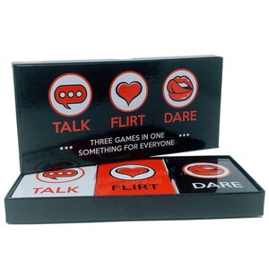 Talk, Flirt or Dare Cards – 3-in-1 Fun Couple Games | Romantic Date Night Challenge, Anniversary Gift, Couples Game