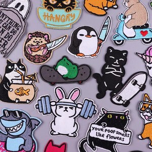 Custom Cartoon Funny Animal Embroidery Patch Child Clothing Animal Badges, Cute Cat Animal, Patch with Iron on for Backpacks Caps Jackets
