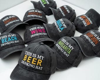 Custom This Is My Drinking Embroidered Hat, Funny Bachelorette Party Hats, Custom Drink Cap, Custom Girls Trip Gift, Washed Caps