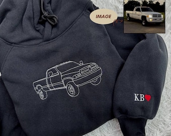 Custom Your Car Line Art Embroidered Sweatshirt, Car Photo Embroidered, Personalized Race Car Sweatshirt, Custom Car Guy Gift, Car Lover