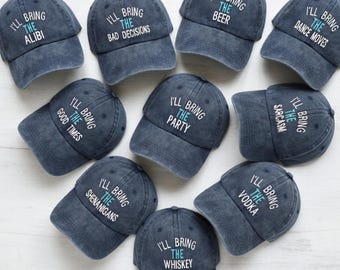 Custom I'll Bring The Beer Embroidered Hats, Funny Bachelorette Party Caps, Bridesmaid Gifts, Custom Wedding Party Favors, Washed Caps