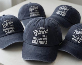 Funny Father's Day Hat - I'm Not Retired Professional Grandpa Pop Pop Dada Cap - The Dogfather Catfather Hat - Vintage Washed Dad Gift