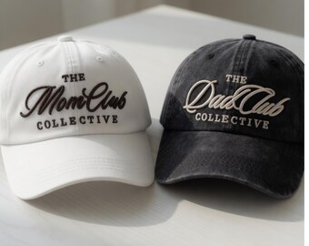 The Mom Club Collective Hat, Custom Dad Club Baseball Cap, Personalized New Parent Gift, Washed Cotton Couple Hats, Mother's Day Father Gift