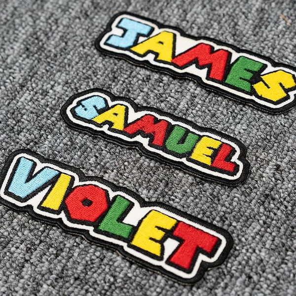 Custom Name Video Game Style Embroidered Patch, Personalized Text Patches, Iron On/Sew On/Hook & Loop, Patches for Backpacks Cap Jackets