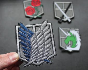 Custom Wings of Freedom Embroidered Patches, Anime Movie Attack Hook Loop Patch Badges Applique, For Clothing Backpack Cap Hat Jeans