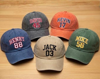 Custom Varsity Number Hat, Personalized Baseball Mom Baseball Cap, Embroidered Baseball Team Hat, Game Day Gear, Baseball Player Gift