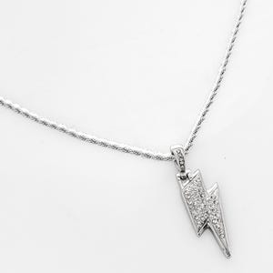 316L Stainless Steel Flash Pendant Necklace – Long Chain Lightning Jewelry for Men & Women