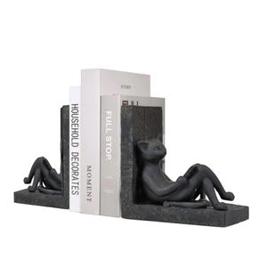 Reading Cat Bookends – Black Resin Book Holder Set of 2 – Cute Cat Lover Gift