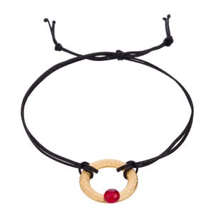 Gold-Plated Minimalist Bracelet with Red Glass Beads | Handmade & Elegant