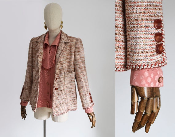 VINTAGE tweed jacket, vintage Chanel style jacket,