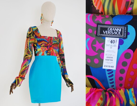 GIANNI VERSACE Couture top. Feminine silk blouse.
