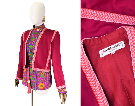 SAINT LAURENT jacket, vintage pink cotton jacket,