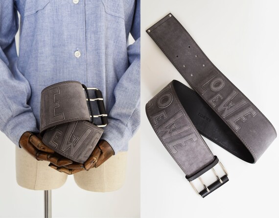 LOEWE large belt, leather Loewe grey belt, Suede L