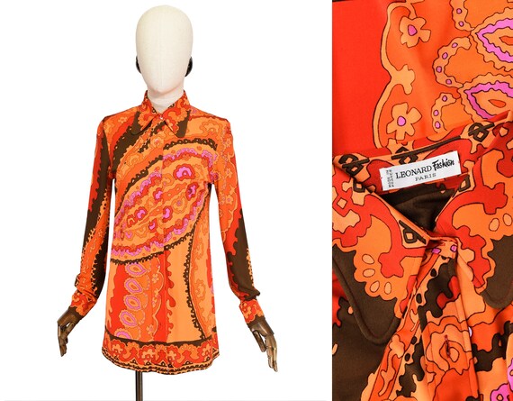 LEONARD silk shirt, LEONARD PARIS vintage 70s vibr
