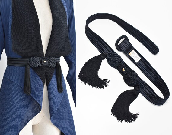 NINA RICCI belt, vintage cord belt, black cord b