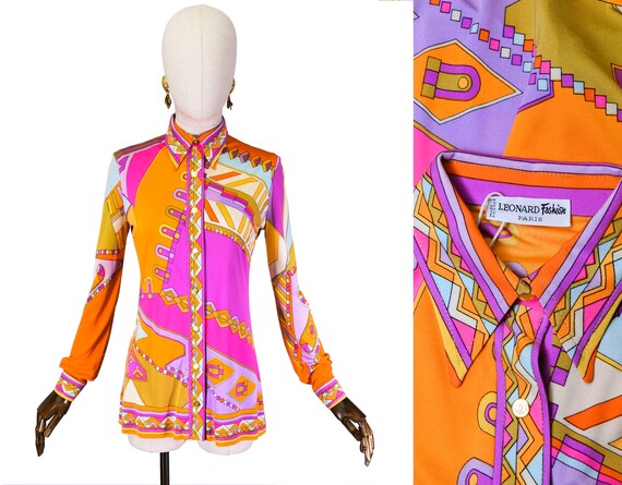 LEONARD silk shirt, LEONARD PARIS vintage 70s vibr