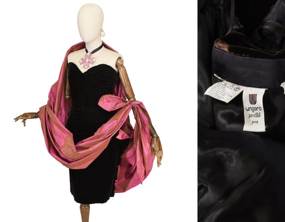 UNGARO velvet dress. amazing velvet draped straple